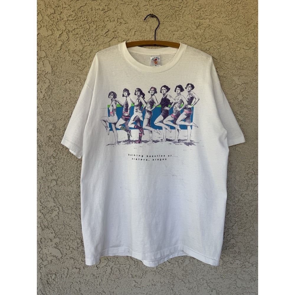 Vintage 90s Sea Dog Bathing Beauties Sisters Oregon T-Shirt XL USA White RARE